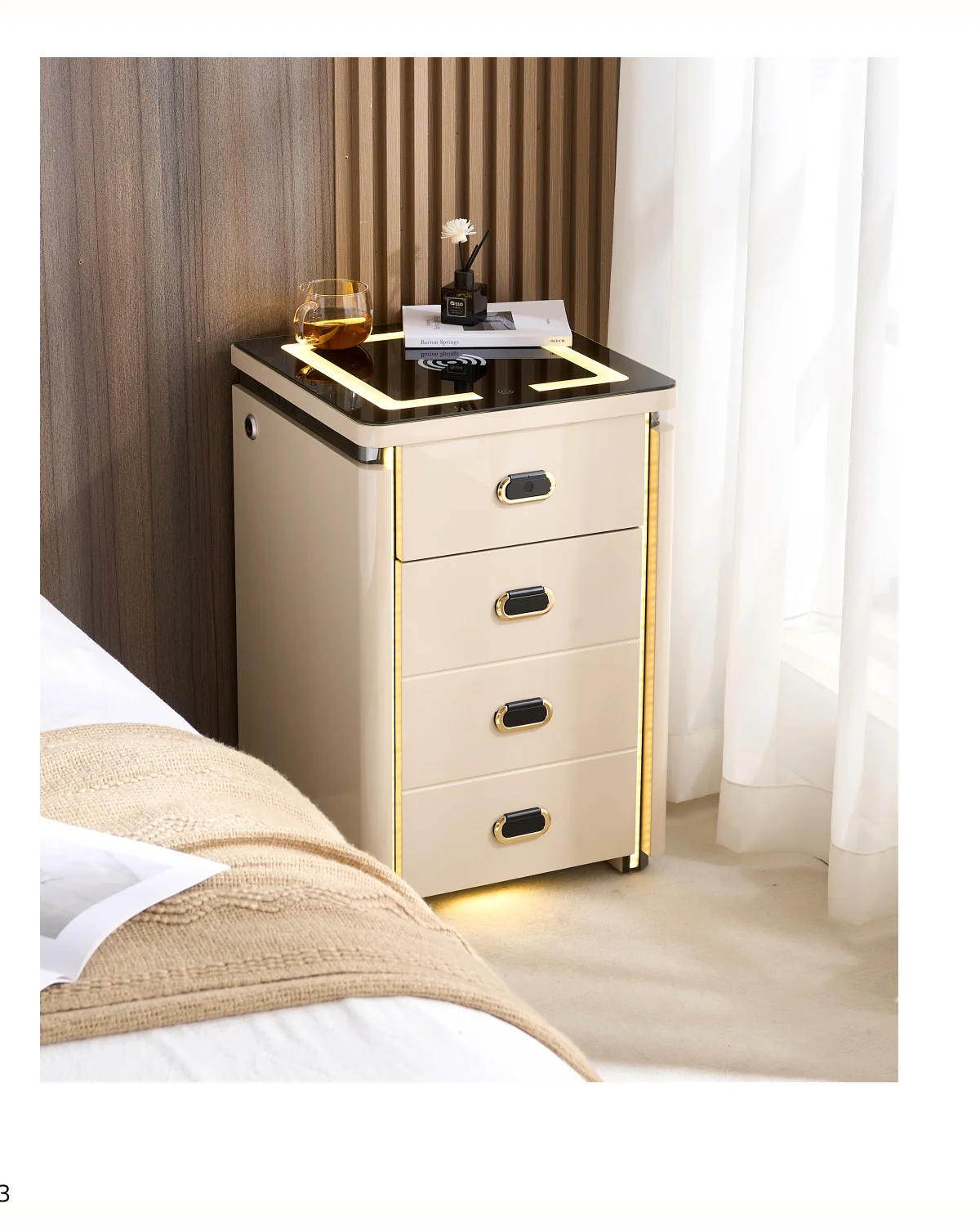Tall LED storage pedestal